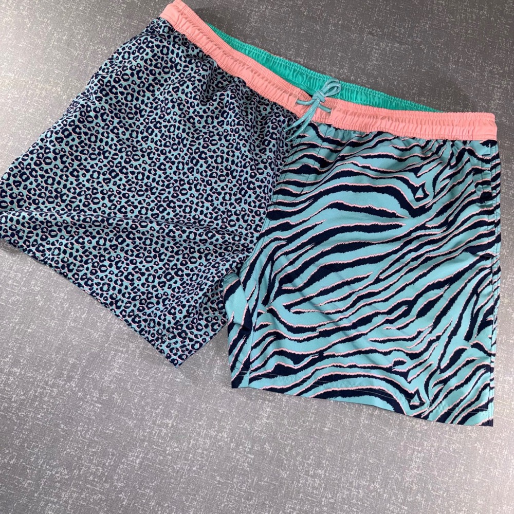 Big Cat Jungle Mens 3XL Animal Print Swim Trunks Leopard Zebra Teal Pink Beach